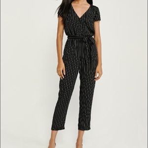 Short Sleeve Striped Jumpsuit
